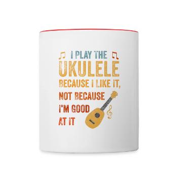 Je joue du ukulélé guitariste hawaïen - Mug contrasté - blanc/rouge - Devant