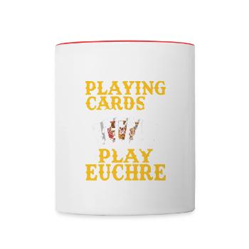 Cartes à jouer Jeu de cartes Euchre Joueurs d’Euchre - Mug contrasté - blanc/rouge - Devant