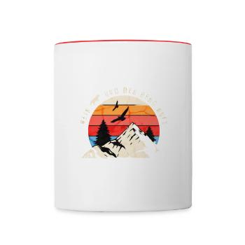 Mein Hund und der Berg Ruft für Bergsteiger - Tasse zweifarbig - Weiß/Rot - Vorne