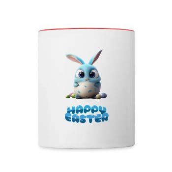 Funny Cute Happy Easter Bunny - Contrasting Mug - white/red - Front