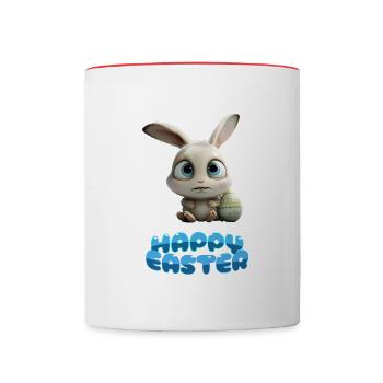 Funny Cute Happy Easter Bunny - Contrasting Mug - white/red - Front