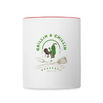 Funny barbecue at the Bratort Barbecue - Contrasting Mug - white/red - Front