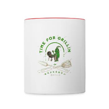 Funny barbecue at the Bratort Barbecue - Contrasting Mug - white/red - Front