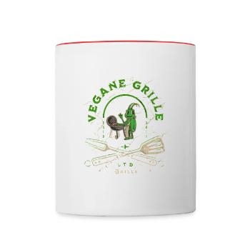 Lustiges Vegane Grille Grillen Barbecue - Tasse zweifarbig - Weiß/Rot - Vorne