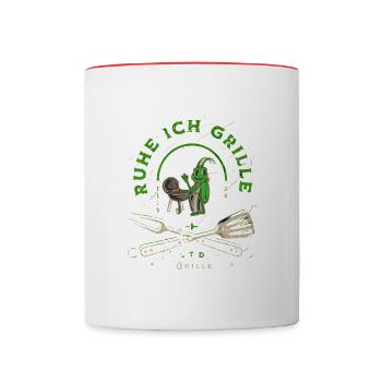 Lustiges Ruhe ich Grille Barbecue - Tasse zweifarbig - Weiß/Rot - Vorne