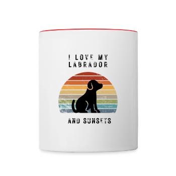 I love my labrador and Sunsets - Contrasting Mug - white/red - Front