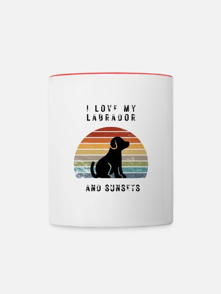 I love my labrador and Sunsets - Contrasting Mug - white/red