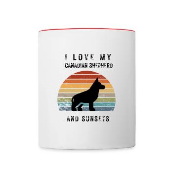 I love my canadian shepherd and Sunsets - Contrasting Mug - white/red - Front
