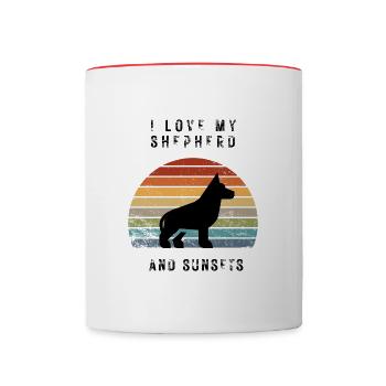 I love my shepherd and Sunsets - Contrasting Mug - white/red - Front