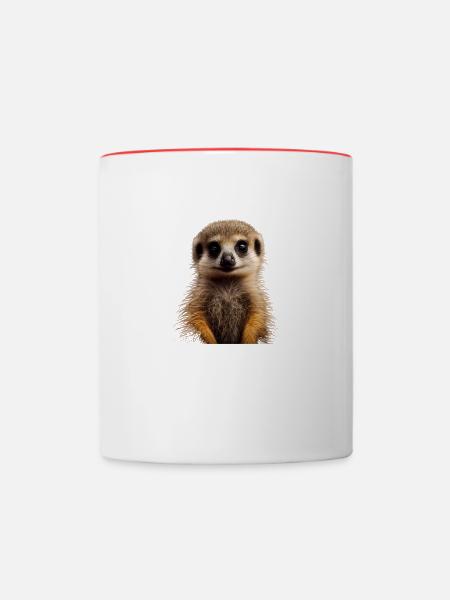 Statement Erdmännchen, Nö Fun, Einfach Nö, Nein - Tasse zweifarbig - Weiß/Rot