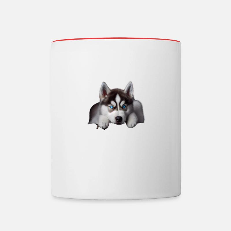 Statement Husky, Nö Fun, Einfach Nö, Nein - Tasse zweifarbig - Weiß/Rot
