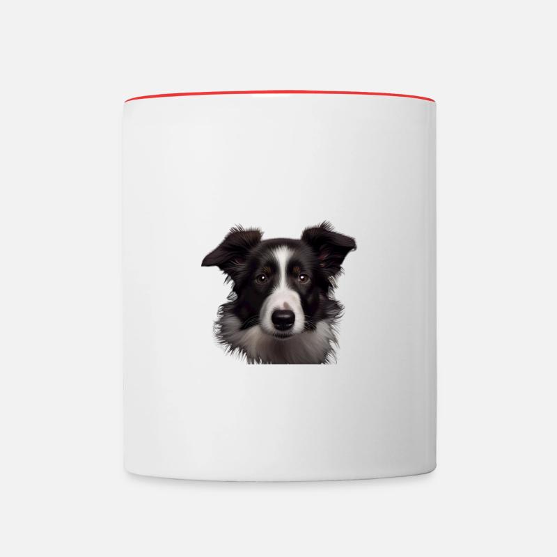Statement Border Collie, Nö Fun, Einfach Nö, Nein - Tasse zweifarbig - Weiß/Rot