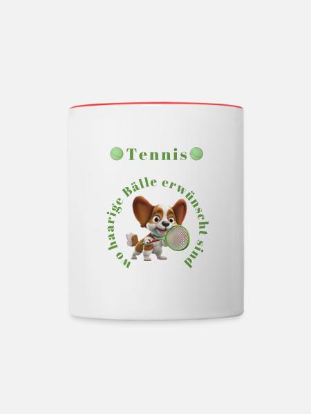 Tennis spielt gerne mit haarigen Bällen - Tasse zweifarbig - Weiß/Rot