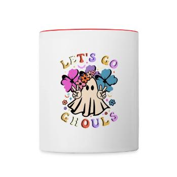 Halloween Kostüm - Lets Go Ghouls Gruselig - Tasse zweifarbig - Weiß/Rot - Vorne