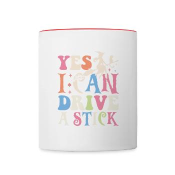 Costume d’Halloween - Oui, je peux être une sorcière du bâton - Mug contrasté - blanc/rouge - Devant