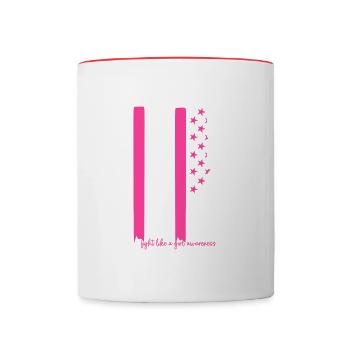 Cancer du sein - vêtements éducatifs pour femmes - Mug contrasté - blanc/rouge - Devant