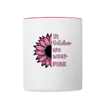 Cancer du sein - vêtements éducatifs pour femmes - Mug contrasté - blanc/rouge - Devant