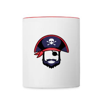 Karneval Piraten Kostüm - Tasse zweifarbig - Weiß/Rot - Vorne