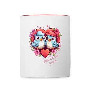 Forever Flying Together and Loving Love Flight - Contrasting Mug - white/red - Front