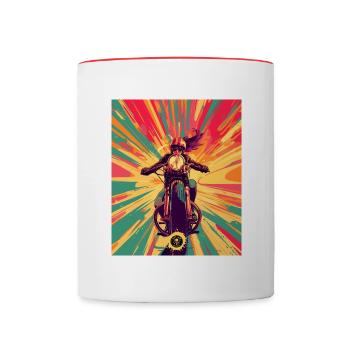 Sunshine Moto : La balade du rebelle - Mug contrasté - blanc/rouge - Devant