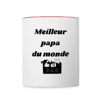 meilleur papa du monde - Mug contrasté - blanc/rouge - Devant