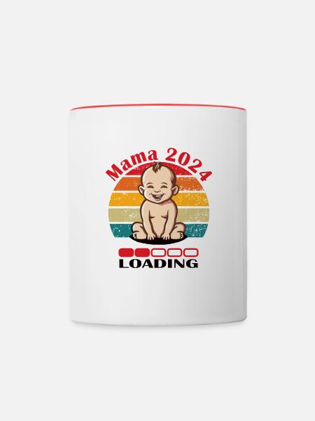 Mama 2024 Loading - Tasse zweifarbig - Weiß/Rot