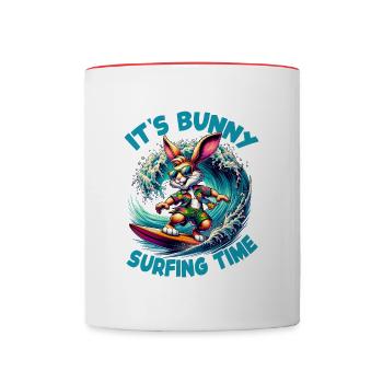 Lapin cool et élégant avec des lunettes de soleil - Mug contrasté - blanc/rouge - Devant