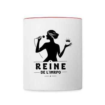 Reine de l'impro, cadeau fun theatre improvisation - Mug contrasté - blanc/rouge - Devant