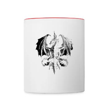 Dragon Drache Biker Metal - Back Dragon - Tasse zweifarbig - Weiß/Rot - Vorne