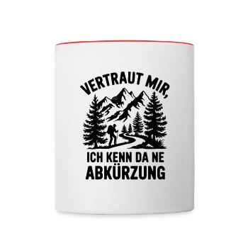 Je connais un raccourci : faire de la randonnée, escalader des montagnes - Mug contrasté - blanc/rouge - Devant