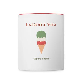 La Dolce Vita – Chemise de glace italienne - Mug contrasté - blanc/rouge - Devant