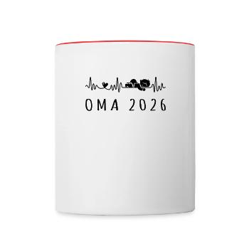 Grand-mère 2026 Bébé Battement de cœur Grossesse - Mug contrasté - blanc/rouge - Devant