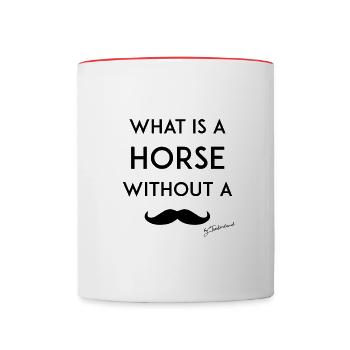 Qu'est-ce qu'un cheval sans barbe? - Mug contrasté - blanc/rouge - Devant