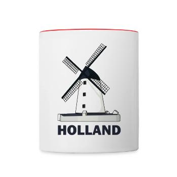 Eine Windmühle Mühle Holland - Tasse zweifarbig - Weiß/Rot - Vorne