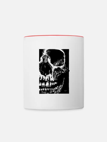 Skull Bones Ink Drawing - Tasse zweifarbig - Weiß/Rot