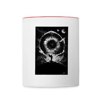 Hero in front of giant Worm - Tasse zweifarbig - Weiß/Rot - Vorne