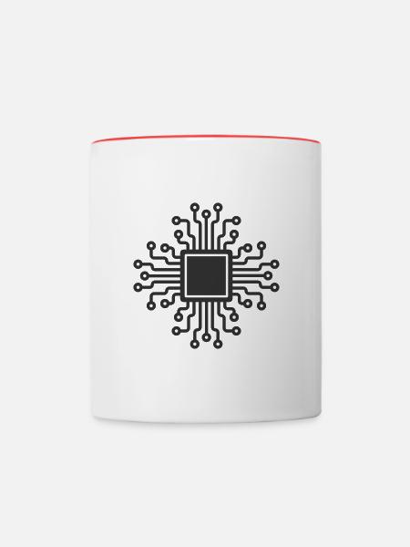Mikrochip-CPU KI - Tasse zweifarbig - Weiß/Rot