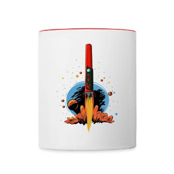 Mi-Rocket - Pinpointer beim Sondeln - Tasse zweifarbig - Weiß/Rot - Vorne