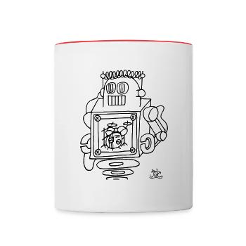 Finn Coles - Robot Black on light - Contrasting Mug - white/red - Front
