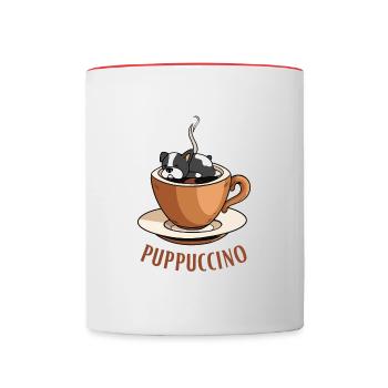 Puppuccino tshirt chien mignon tasse café - Mug contrasté - blanc/rouge - Devant