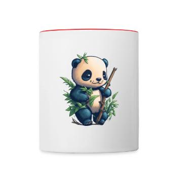 Cute Panda with Bamboo - Tasse zweifarbig - Weiß/Rot - Vorne