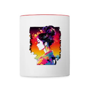 Japanese Geisha at Sunset #2 - Contrasting Mug - white/red - Front
