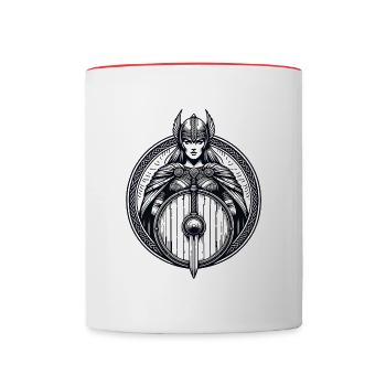 Vierge nordique Viking Valkyrie Shieldmaiden - Mug contrasté - blanc/rouge - Devant