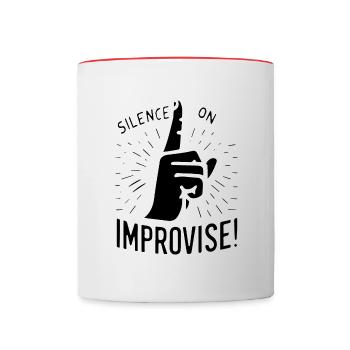 silence on improvise - Mug contrasté - blanc/rouge - Devant