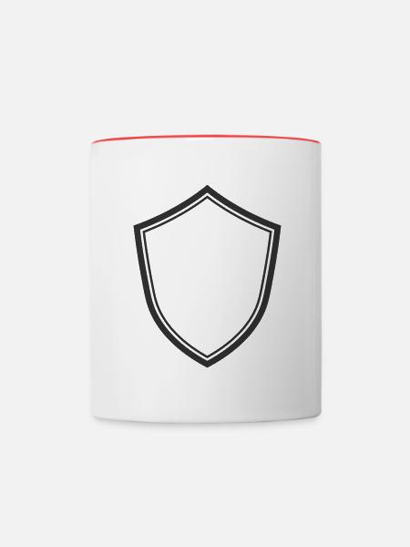 Schild - Tasse zweifarbig - Weiß/Rot