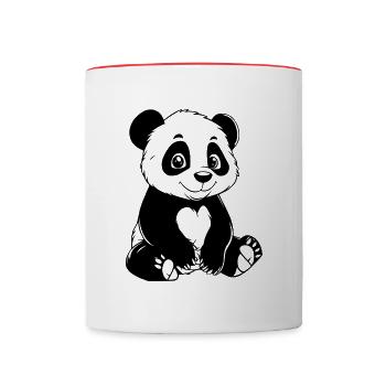 Süßer Panda Bär - Tasse zweifarbig - Weiß/Rot - Vorne