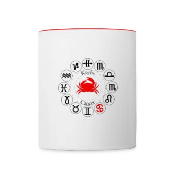Sternzeichen Krebs - Tasse zweifarbig - Weiß/Rot - Vorne