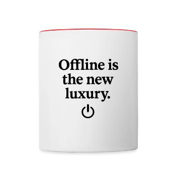 Offline is the new luxury – Digital Detox - Tasse zweifarbig - Weiß/Rot - Vorne