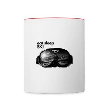 Eat Sleep Ski Repeat - Tasse zweifarbig - Weiß/Rot - Vorne