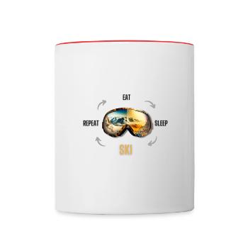 Eat Sleep Ski Repeat - Tasse zweifarbig - Weiß/Rot - Vorne